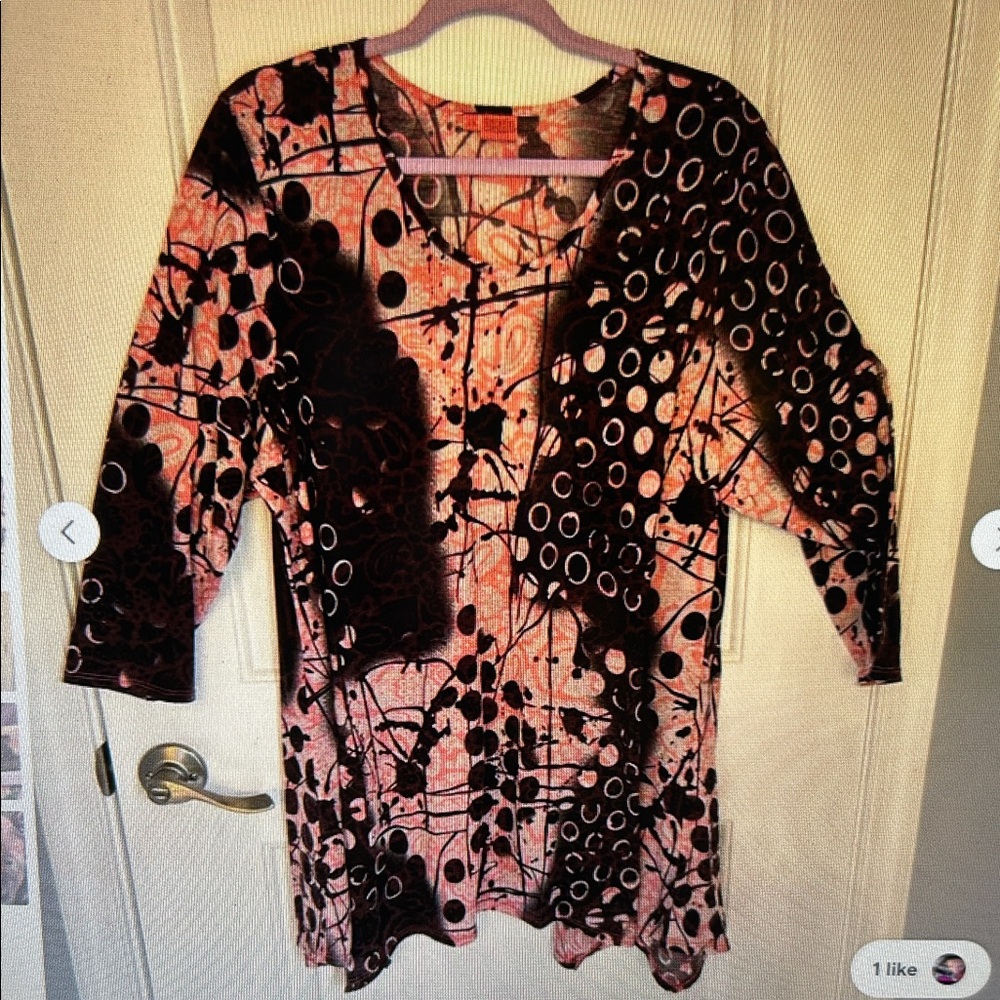Tianello Pink and Brown Abstract Tunic